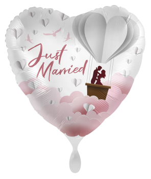 Folienballon - Just Married, Heißluftballon - ø 43cm